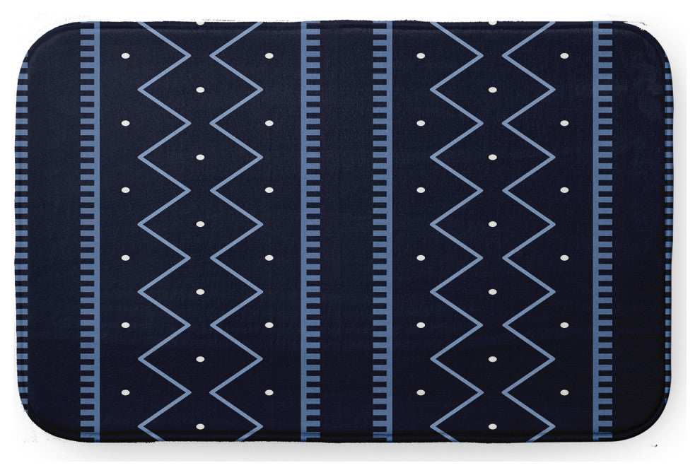 Navy Rectangular Mudcloth Pet Feeding Mat for Dogs or Cats