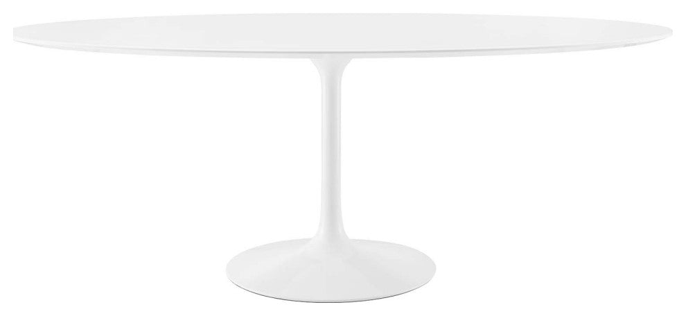 Modern White Tulip 78" Oval Wood Top Dining Table