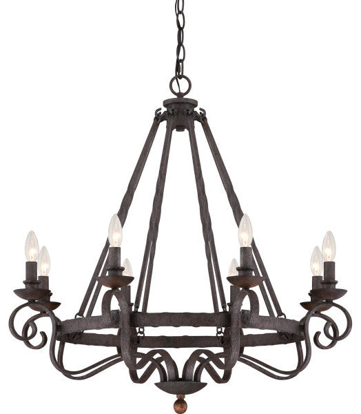 Quoizel NBE5008RK Eight Light Chandelier Noble Rustic Black