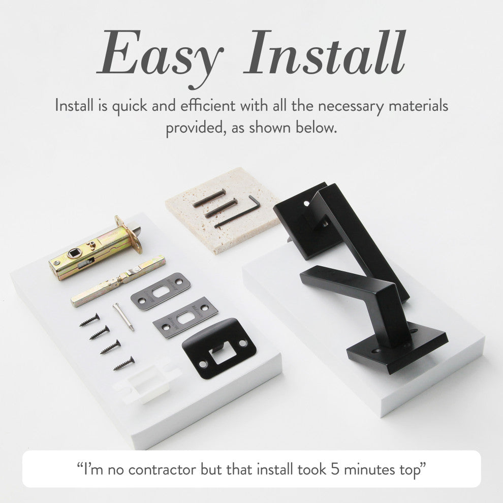 Modern Heavy Duty Designer Interior Door Lever - Allen Collection, Matte Black, Privacy Right Hand