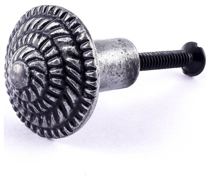 Round Iron Cabinet Knob Pewter Finish Fibonacci Design Cabinet Hardware