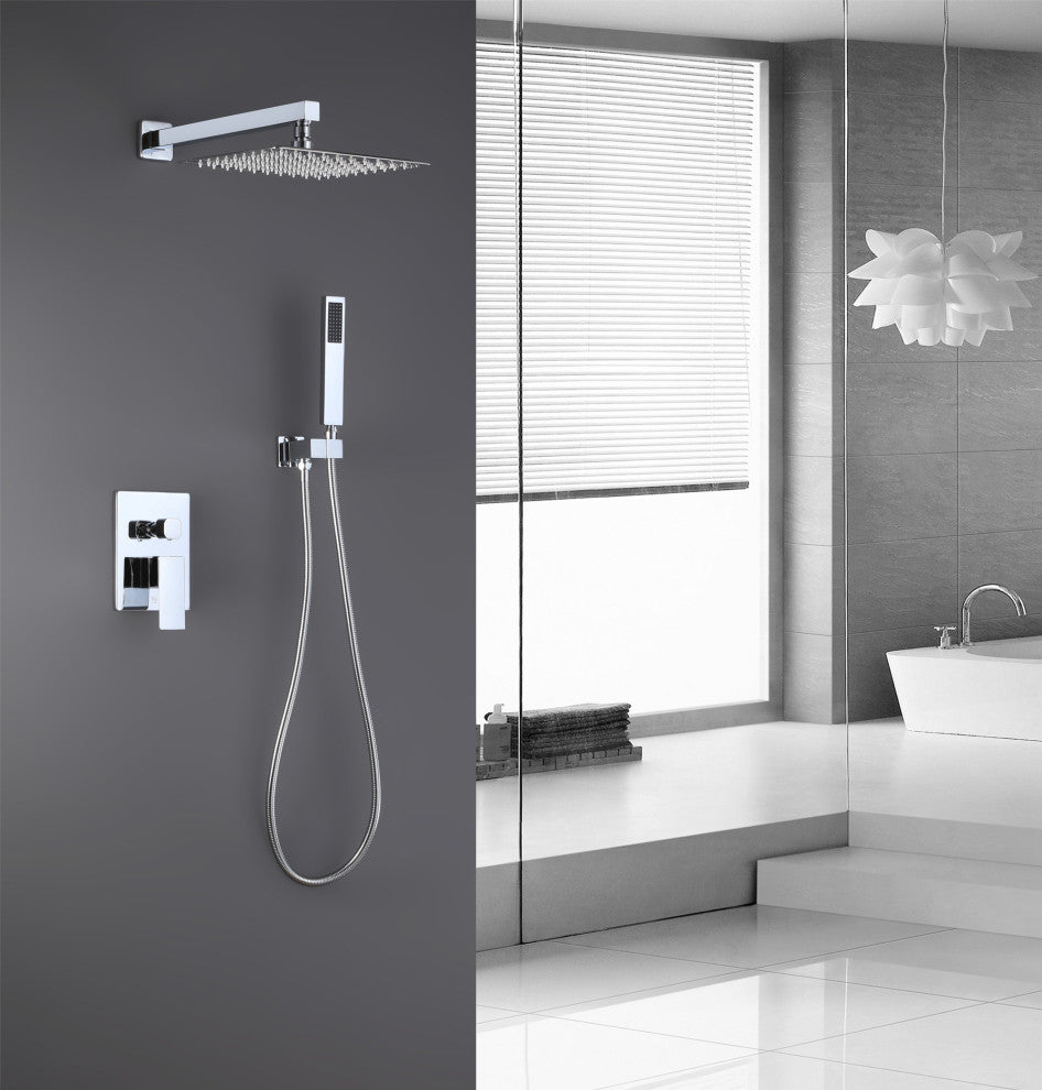 Givingtree Mount Pressure Balanced Shower System Set 10 in, Polished Chrome