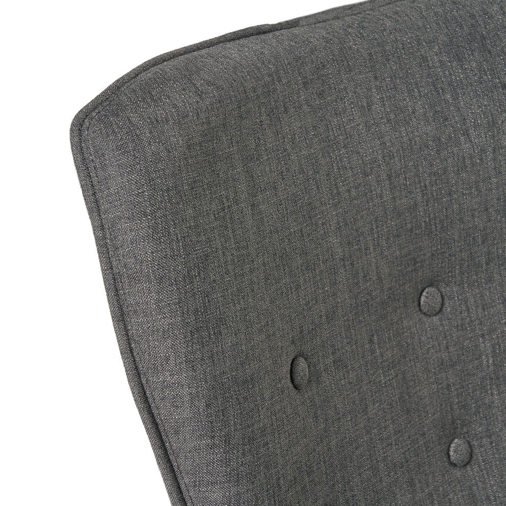 Hariata Mid-Century Modern Wingback Chair and Ottoman Set, Muted Dark Gray