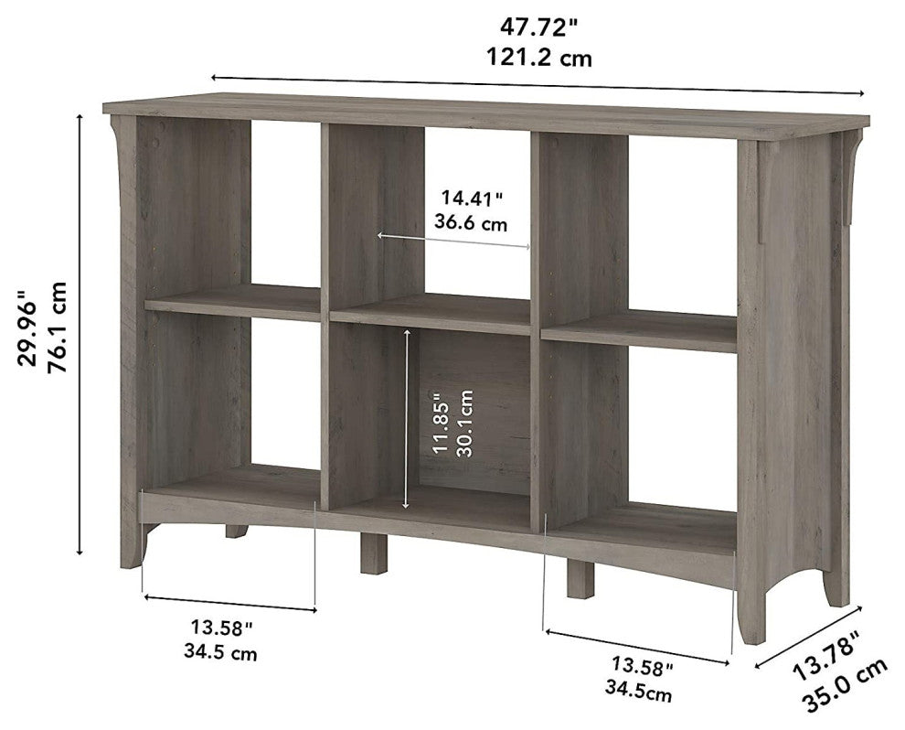 Elegant 6-Cube Organizer Bookcase with Tapered Legs and Cubby Shelves, Driftwood Gray