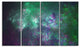 Green Starry Fractal Sky, Abstract Canvas Art Print, 48"x28", 4 Panels