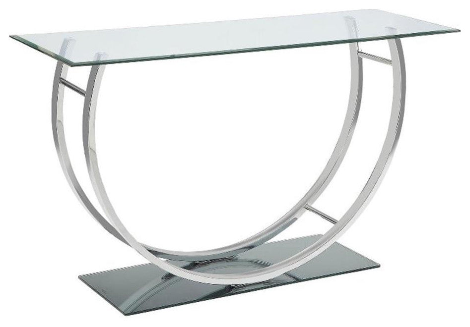 Coaster Contemporary U-Shaped Glass Top Sofa Table in Chrome