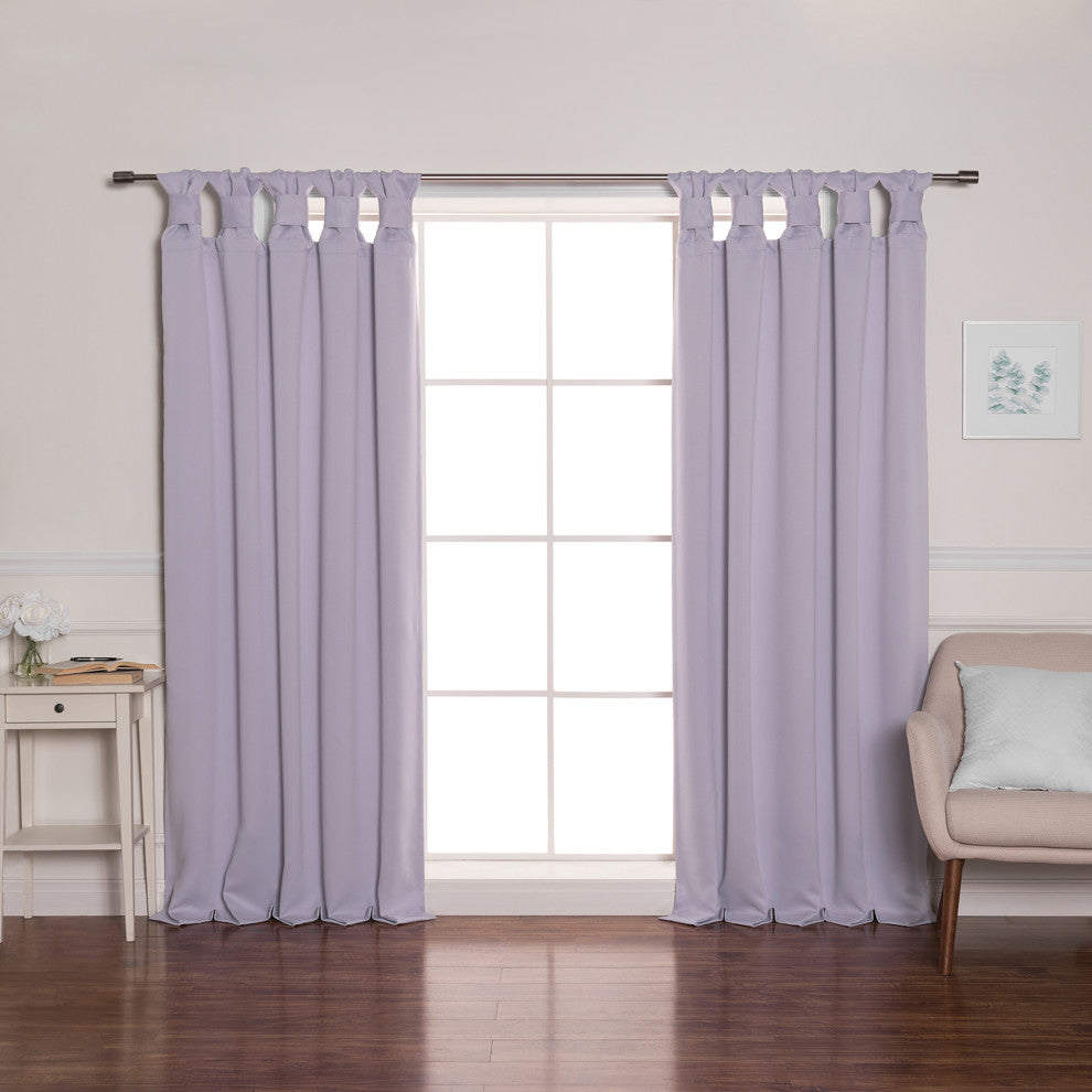 BANDTAB -Thermal Insulated Blackout Knotted Tab Curtain Set, Lilac, 52" W X 63"