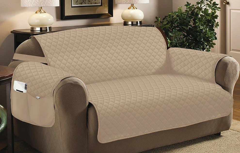 Classic Quilted Furniture Protector Slipcover, Chair, Taupe