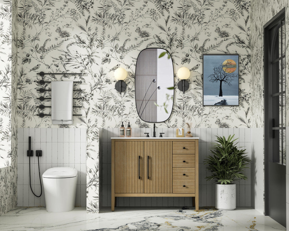 Home Living 42" Single Bathroom Vanity, Linen Oak