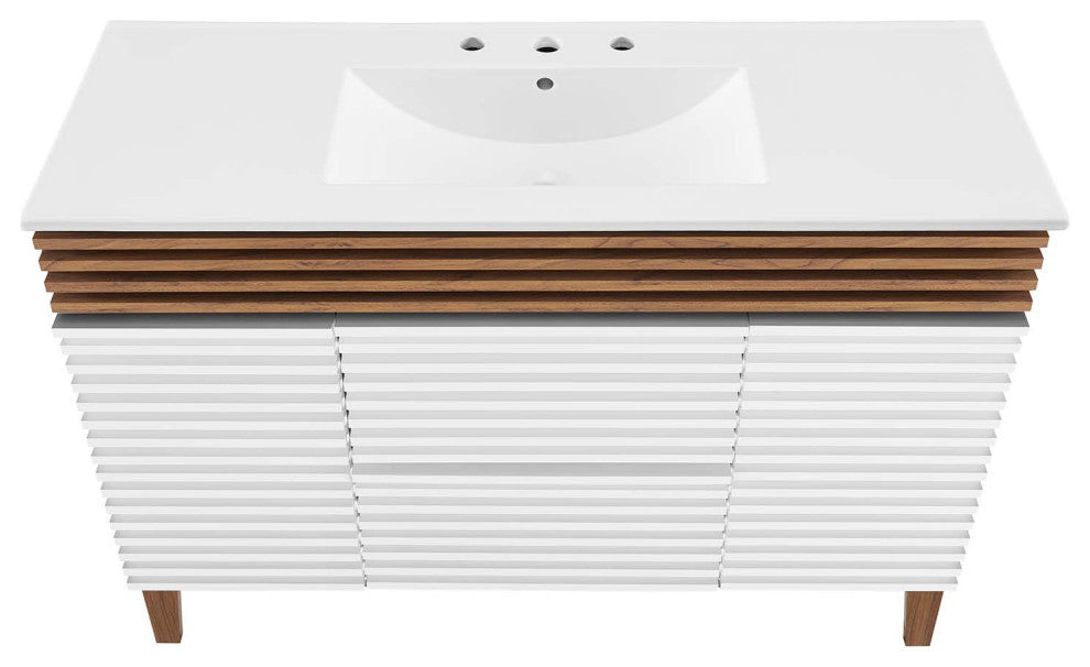 Render 48" Single Sink Bathroom Vanity, White Walnut White
