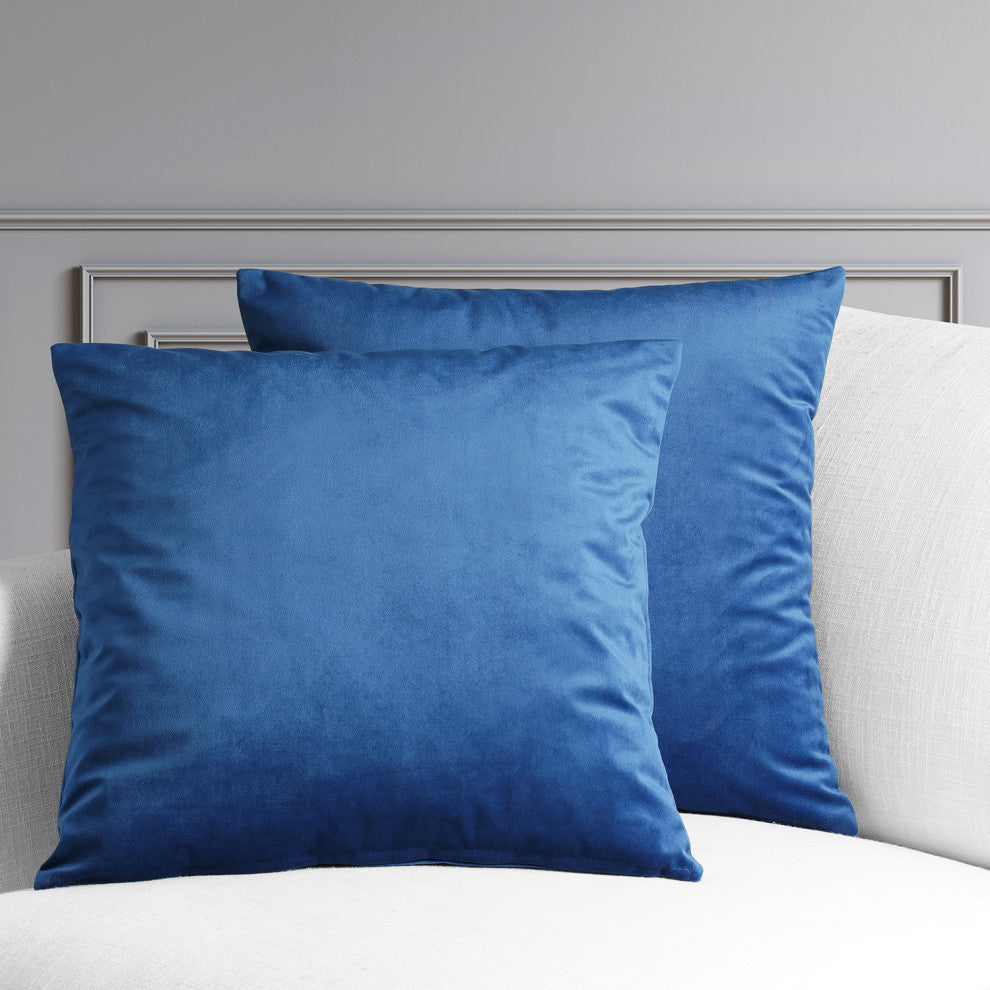 Heritage Plush Velvet Cushion Cover Pair, Pisces Blue, 18w X 18l