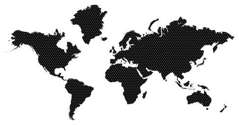 Studio Map Mural, Black Scallop, Wallpaper, 3 Panels, 107"x52"