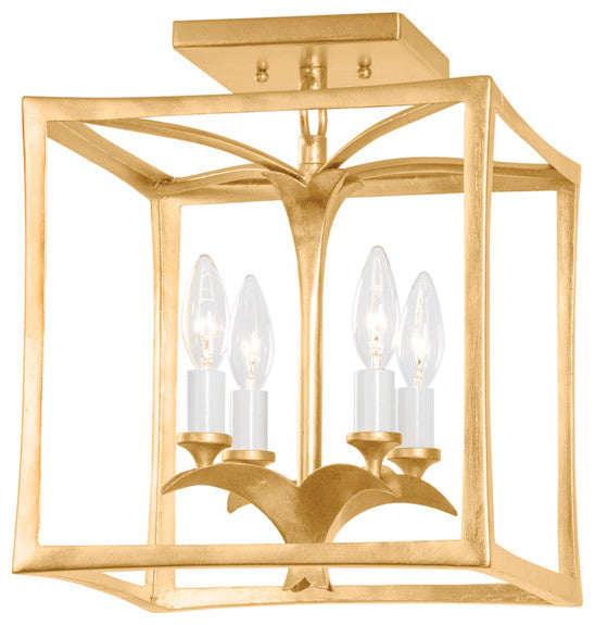 Bergamo 4-Light Flush Mount, Vintage Gold Leaf