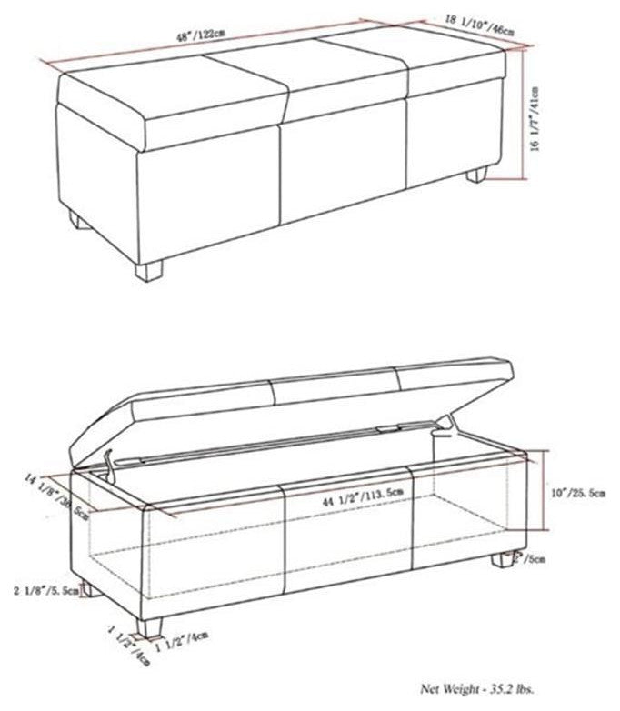 Atlin Designs Faux Leather Storage Bench in Black