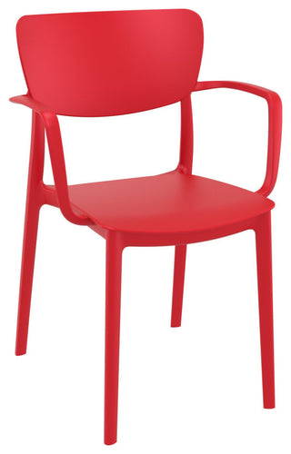 Lisa Round Dining Set With 47" White Table and Red Armcairs