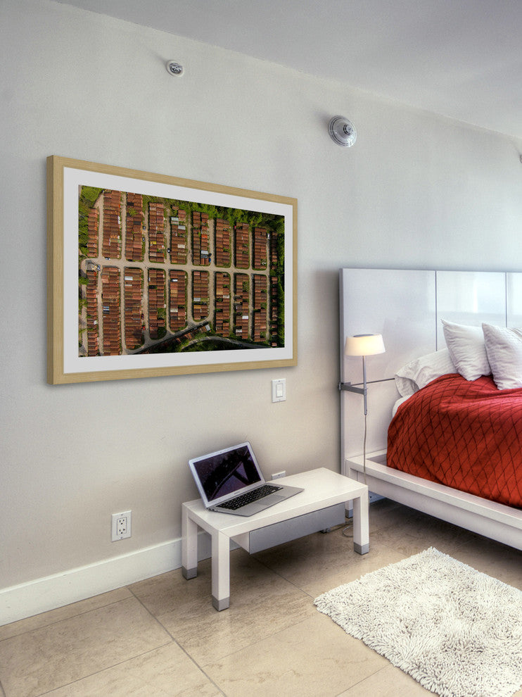 "Boxcars Rows" Framed Print by Karolis Janulis