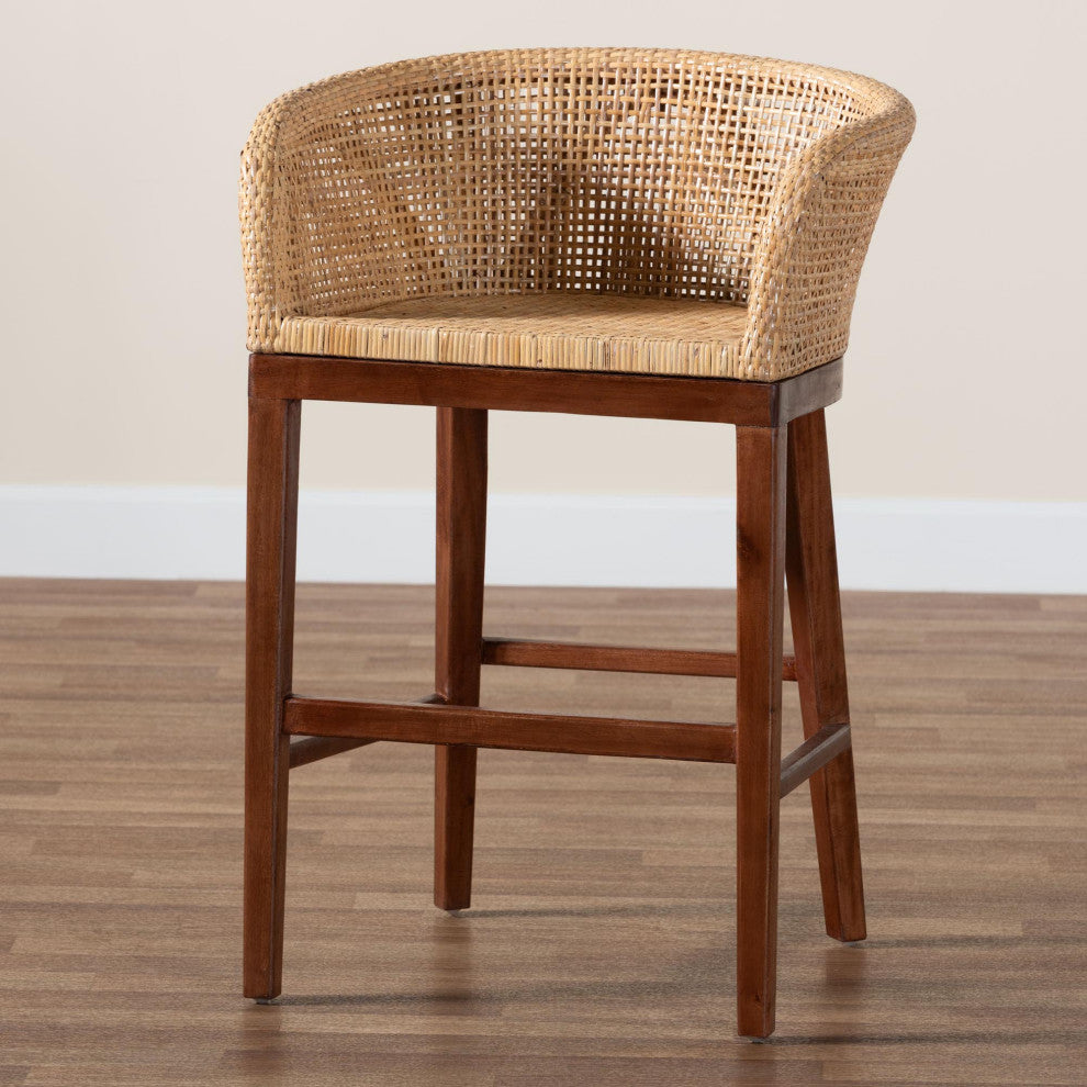 Nannie Natural Rattan Collection, Natural Brown/Walnut Brown, Counter Stool