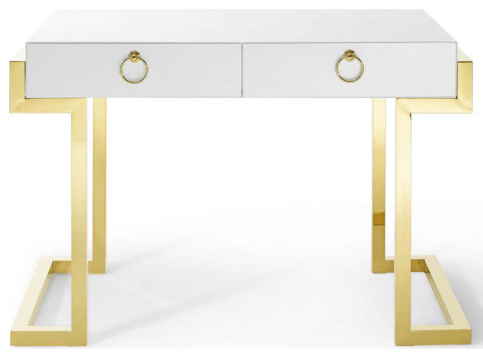Ring Office Desk - Gold White