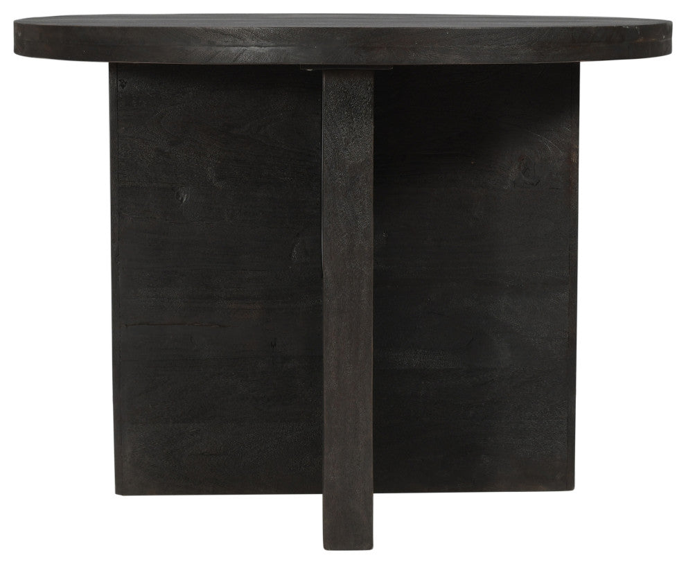Fernious 48" Round Dining Table, Dark Gray Finish on Mango Solid Wood