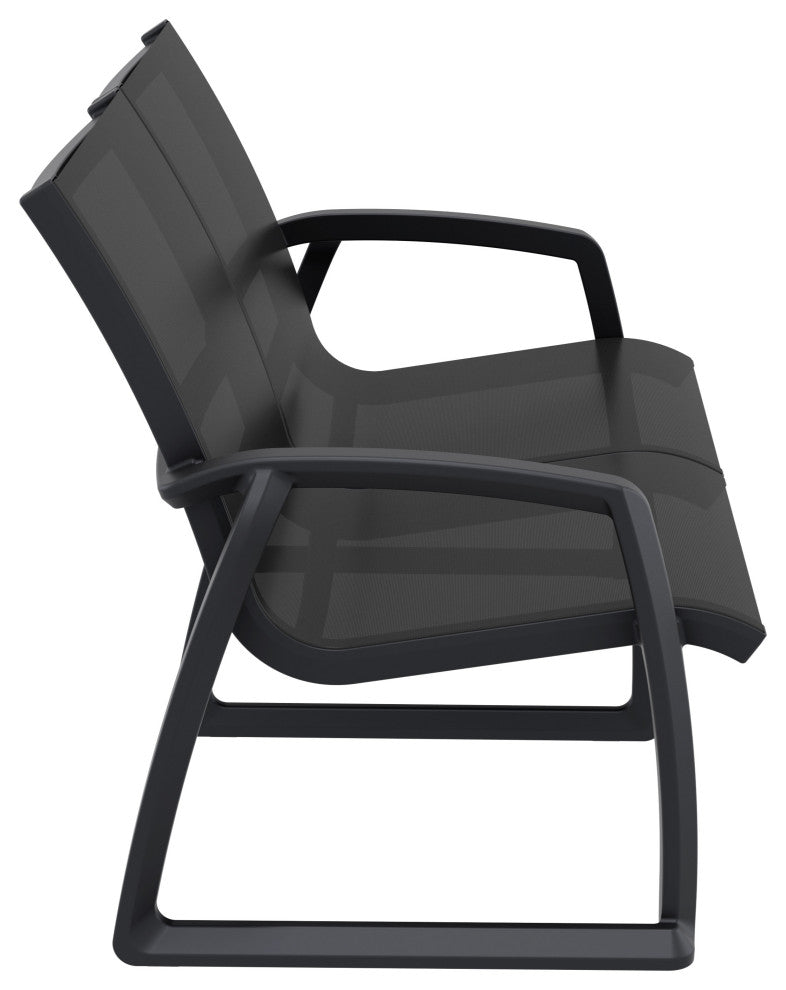 Pacific LoveSeat With Arms Frame Sling, Black