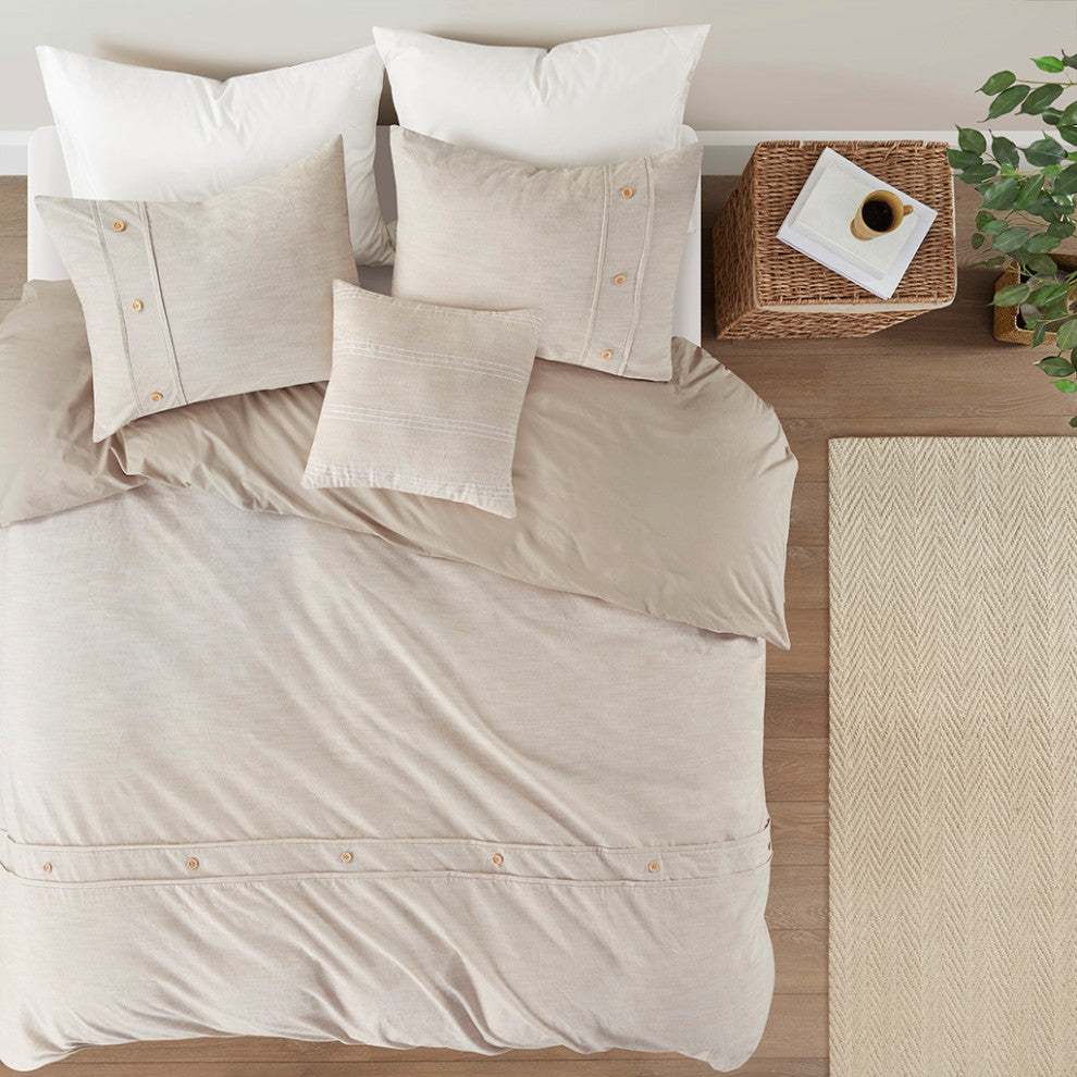 Clean Spaces Dover 5 Piece Organic Cotton Oversized Comforter Cover Set