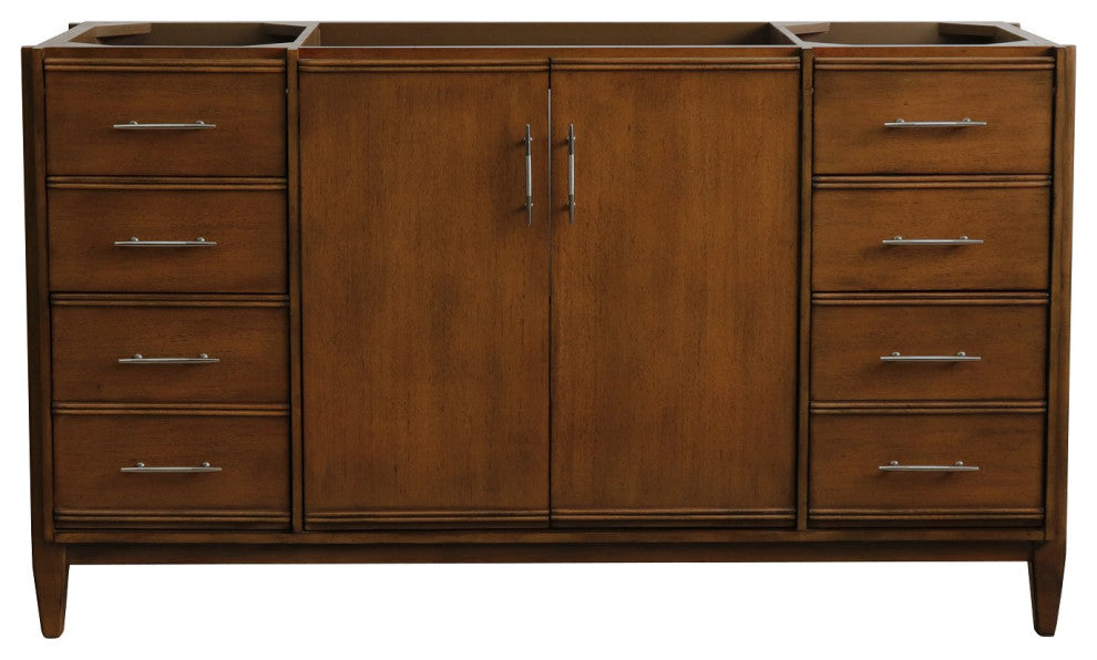 60" Single Sink Vanity, Walnut Finish - Cabinet Only
