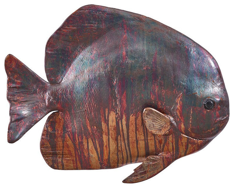 Australian Batfish Fish Wall Sculpture, Copper Patina