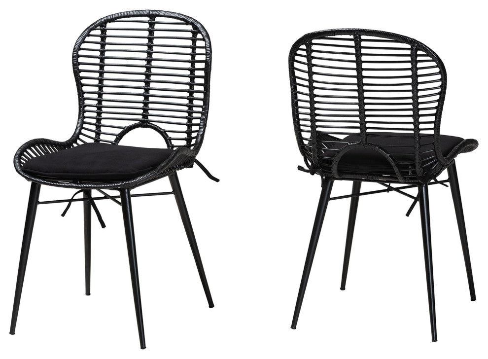 Sheryl Rattan Dining Chairs, Set of 2, Black