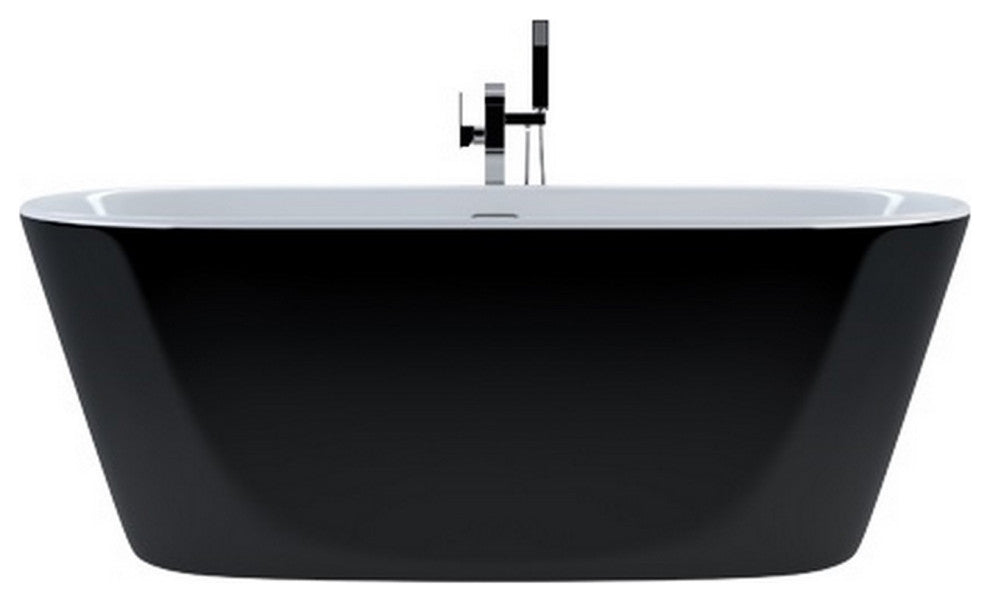 Kube Ovale 59'' White Free Standing Bathtub, Black