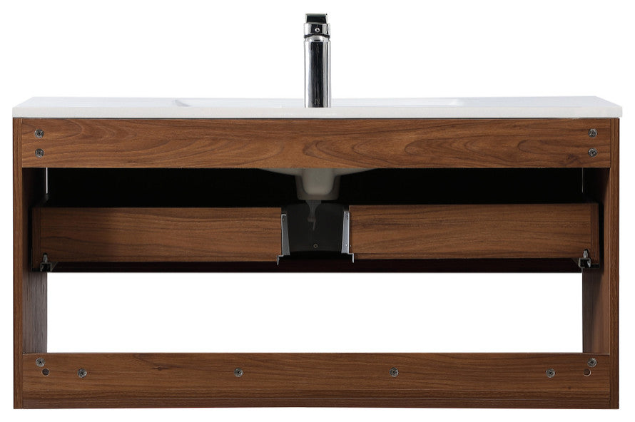 40" Single Bathroom Floating Vanity, Walnut Brown