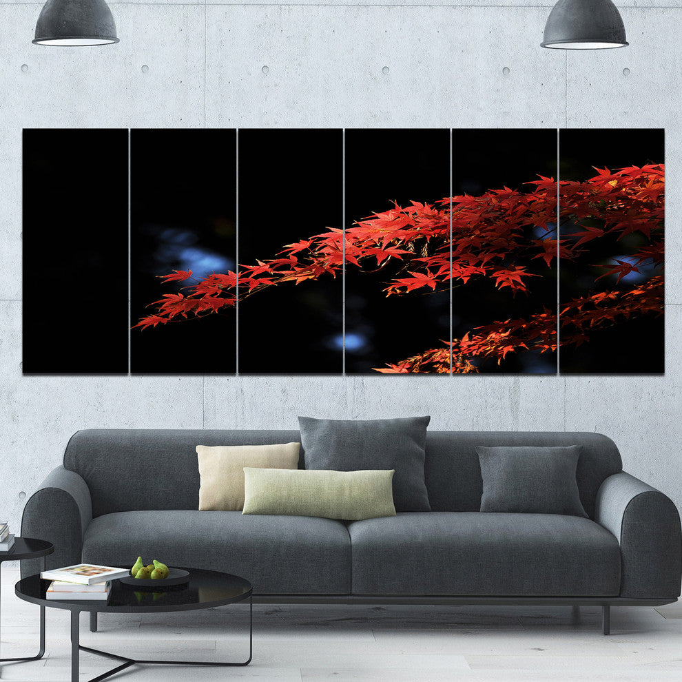 Fall Foliage of Maple Leaves, Abstract Canvas Art Print, 70"x28", 6 Panels