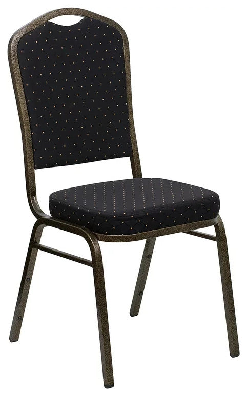 4 Pack Dining Chair, Cushion Seat & Back, Black Patterned Fabric/Gold Vein