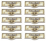 10 Switch Plate Tags DEN Name Signs Labels Lacquered Brass |