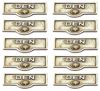 10 Switch Plate Tags DEN Name Signs Labels Lacquered Brass |