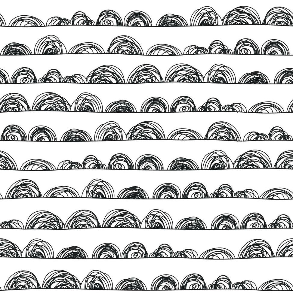 Black Doodle Scallop Peel & Stick Wallpaper