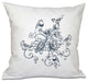 Five Little Birds, Floral Print Pillow, Gray, 18"x18"
