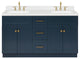 Ariel Hamlet 60" Double Rectangle Sink Bathroom Vanity, Carrara Quartz