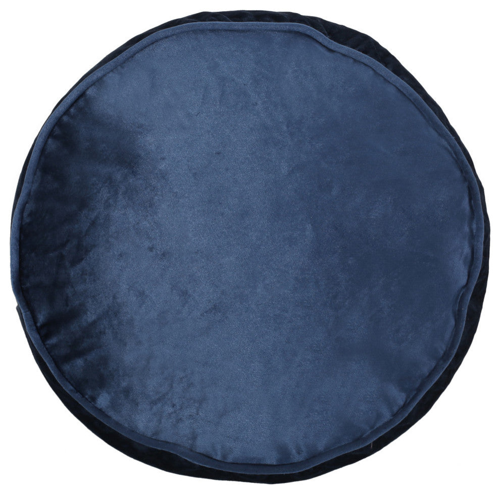 Bleckley Gwinnett Modern Velveteen Cylinder Pouf, Cobalt