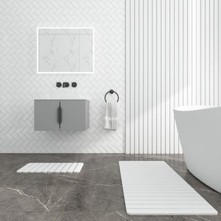 Diatomite Quick-Dry Stone Bath Mat Set, White, X-Large/Medium Mats