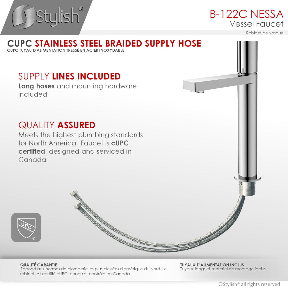 Single Handle Bathroom Vessel Sink Faucet, Polished Chrome Finish