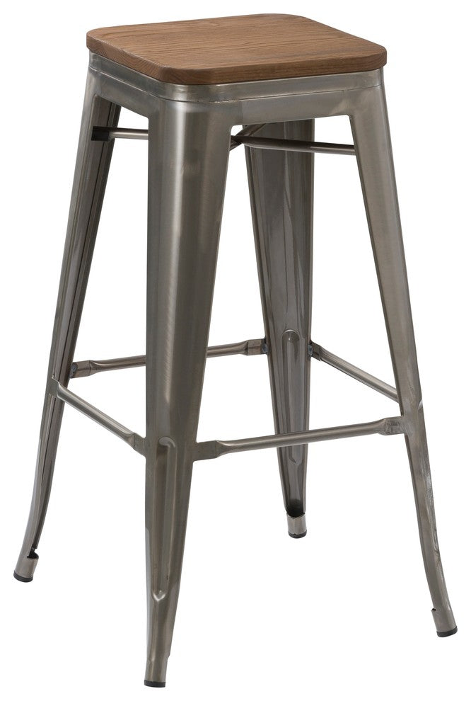 Terry Metal and Wood Bar Stools, Set of 4, 30"