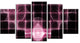 Pink Bat Outline on Radar, Contemporary Canvas Art Print, 60"x32", 5 Panels