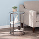 Lamonte Round Side Table with Faux Stone, Black