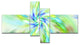 Dance of Bright Spiral Green Flower, Floral Canvas Art Print, 60"x32", 4 panels