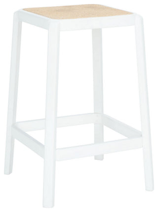 Safavieh Silus Backless Cane Center Stool, White/Natural