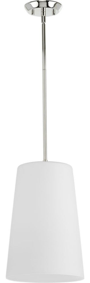 Clarion Collection One-Light Polished Nickel Etched White Transitional Pendant