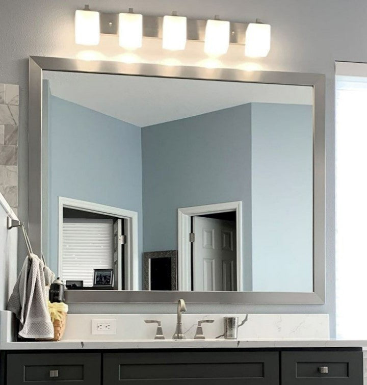 Meade Framed Wall Mirror, Silver, 36"x24"