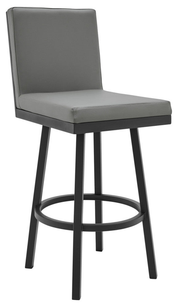 Gem Swivel Modern Metal and Gray Faux Leather Bar and Counter Stool