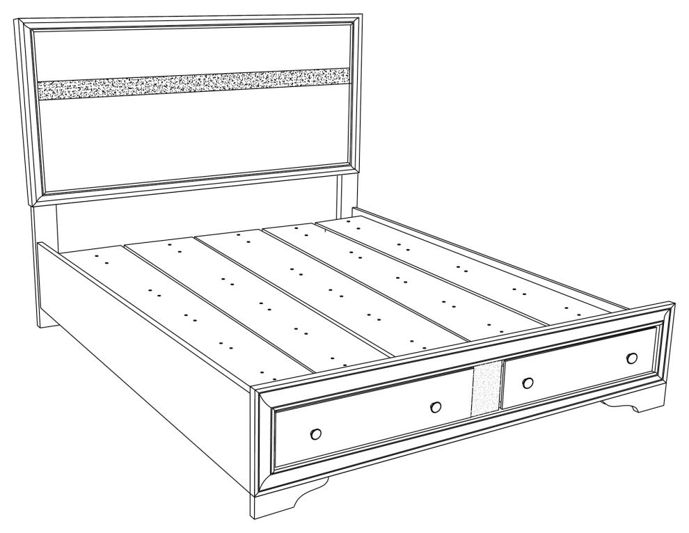 Madrid White Wood Frame Panel Bed, Queen