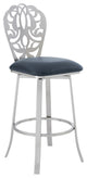 Cherie Contemporary 30" Bar Height Barstool in Brushed Stainless Steel Finish an